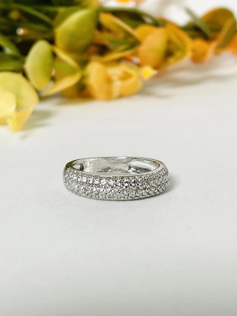 Anel Aparador Prata 925 Cravejado Aro 21 - Imagem 2