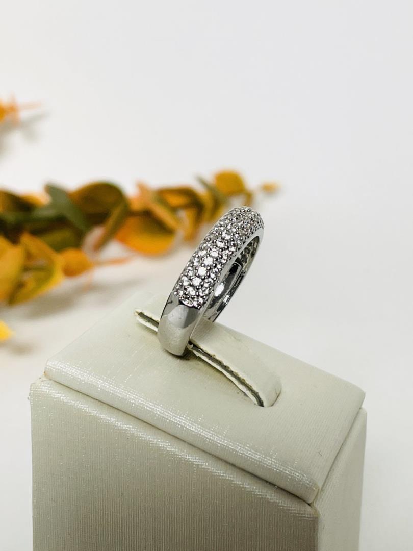 Anel Aparador Prata 925 Cravejado Aro 21