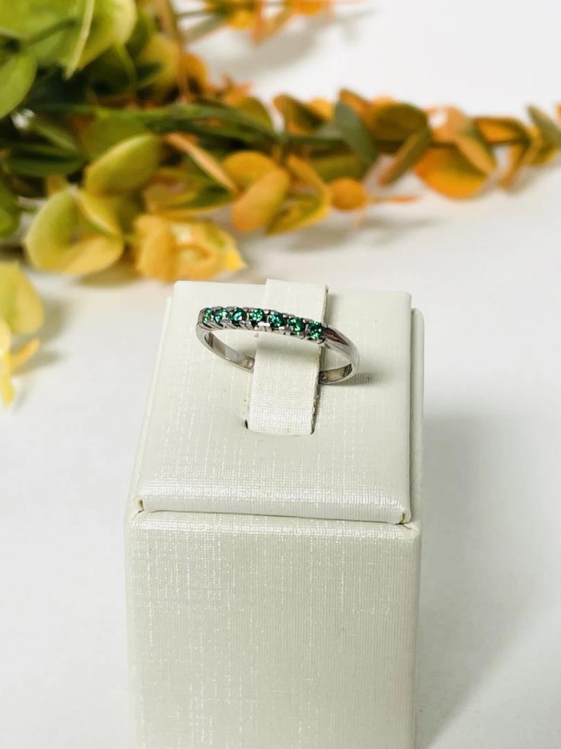 Anel Aparador Prata 925 Cravejado Com Pedras Verde