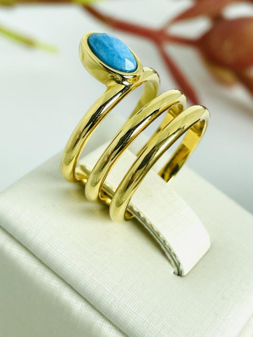Anel com Pedra Feldespato Turquesa - Imagem 2