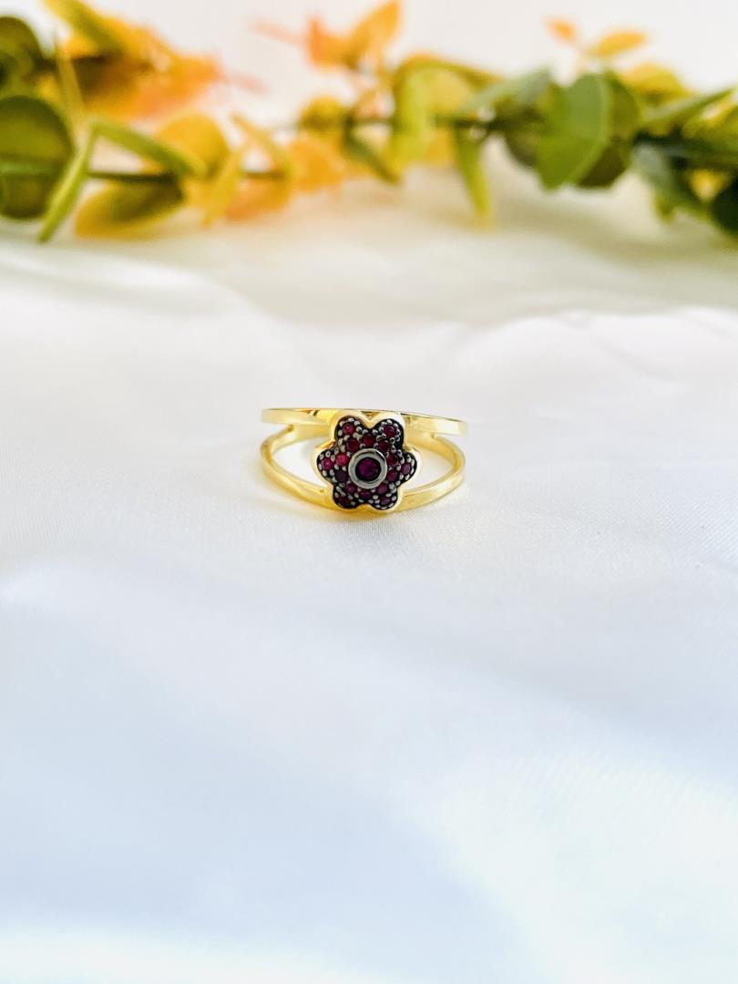 Anel Com Pedras Vermelho Rubi - Imagem 2