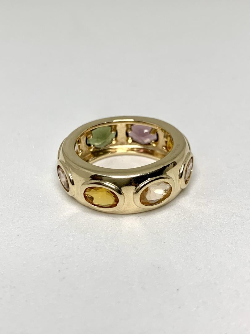 Anel Cravejado Com Pedra Citrino Cristal Rodolita - Imagem 2