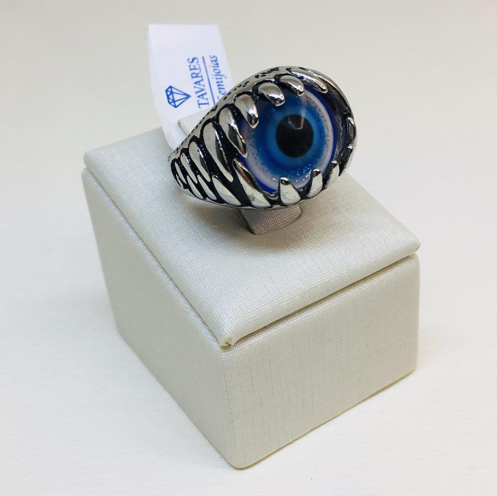 Anel De Aço Trabalhado com Olho Grego