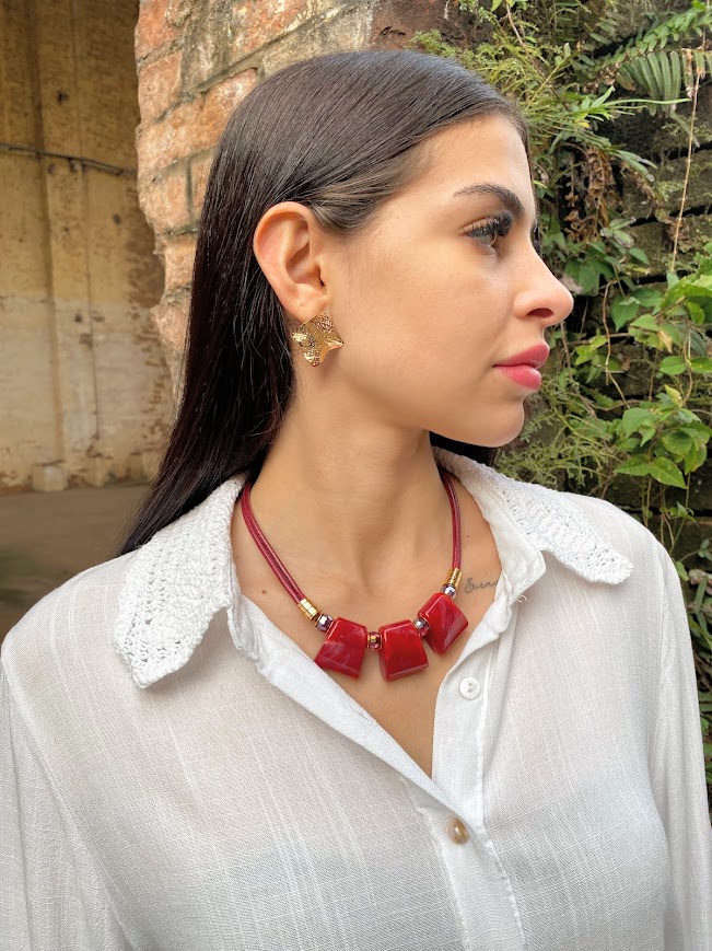 Colar Encerado com Pingente Jaspe - Imagem 2