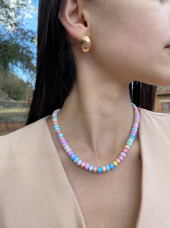 Colar com Pedras de Cristal e Vidro Fosco - Imagem 2