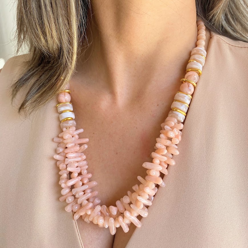 Colar de Resina cor Rosê