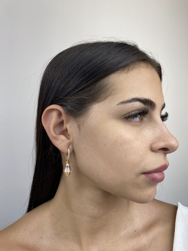 Brinco com Pedra Cristal e Base Cravejada - Imagem 2